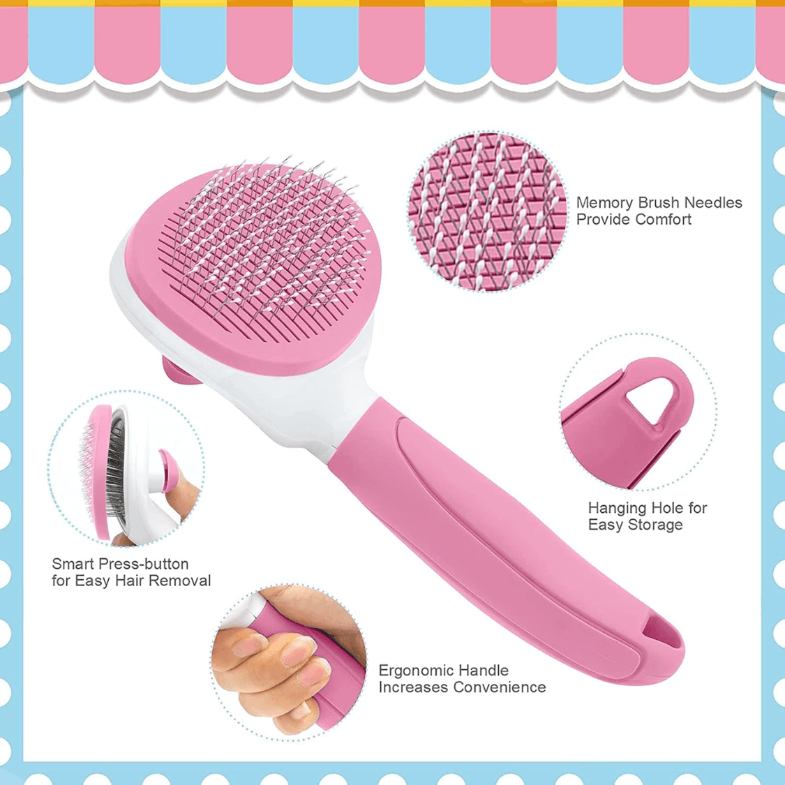 Self-Cleaning Pet Brush and Metal Comb Set