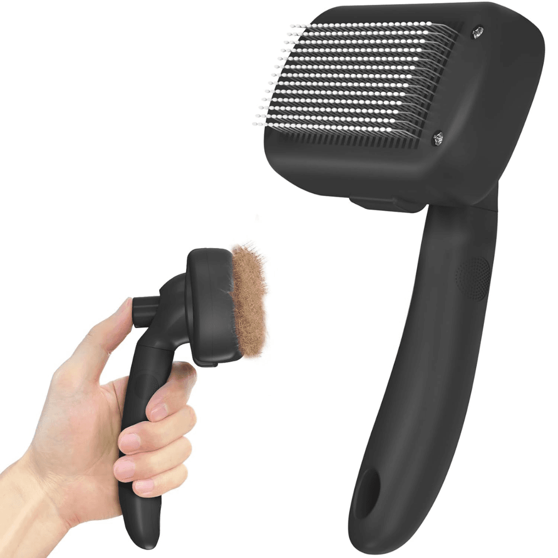 Black Self-Cleaning Pet Shedding Brush